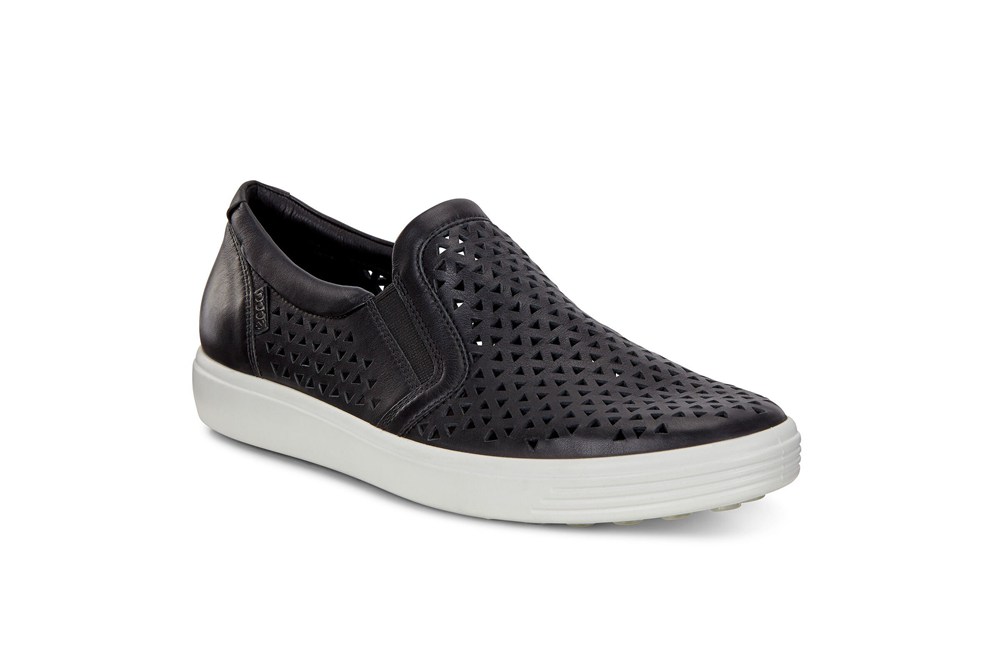 ECCO Womens Slip-On Black - Soft 7 Sneakers - GIE-704956